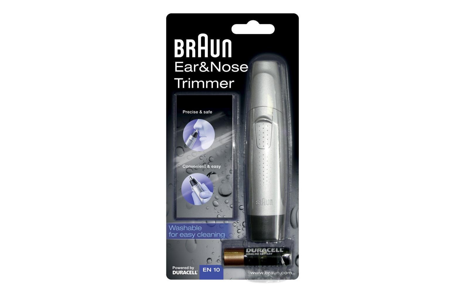 Braun Nasen- und Ohrtrimmer EN10 – wasserfest, Edelstahlmesser – batteriebetrieben