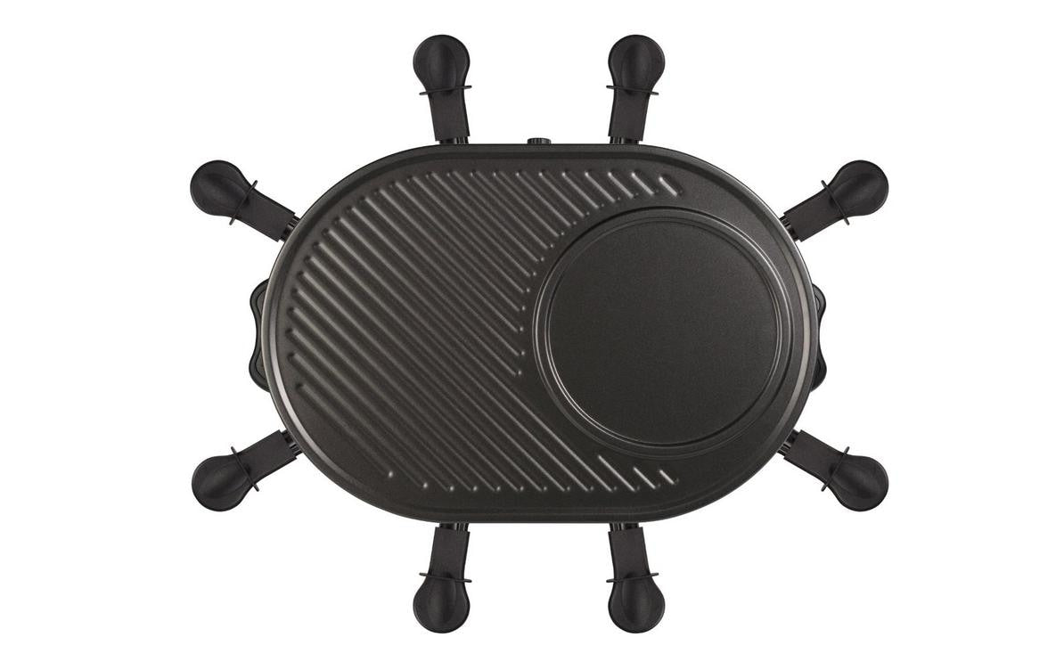 Tristar Raclette RA-2996 – 8 Personen, Edelstahl-Grillplatte, Antihaftbeschichtet, 1200 W – schwarz