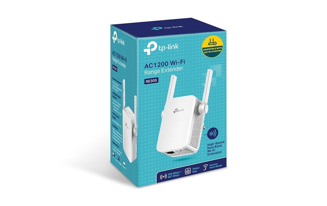 TP-Link RE305 – Repeater, Wi‑Fi 5, Dual‑Band (2,4/5 GHz), bis 1200 Mbit/s, 1x RJ‑45 (10/100), weiss
