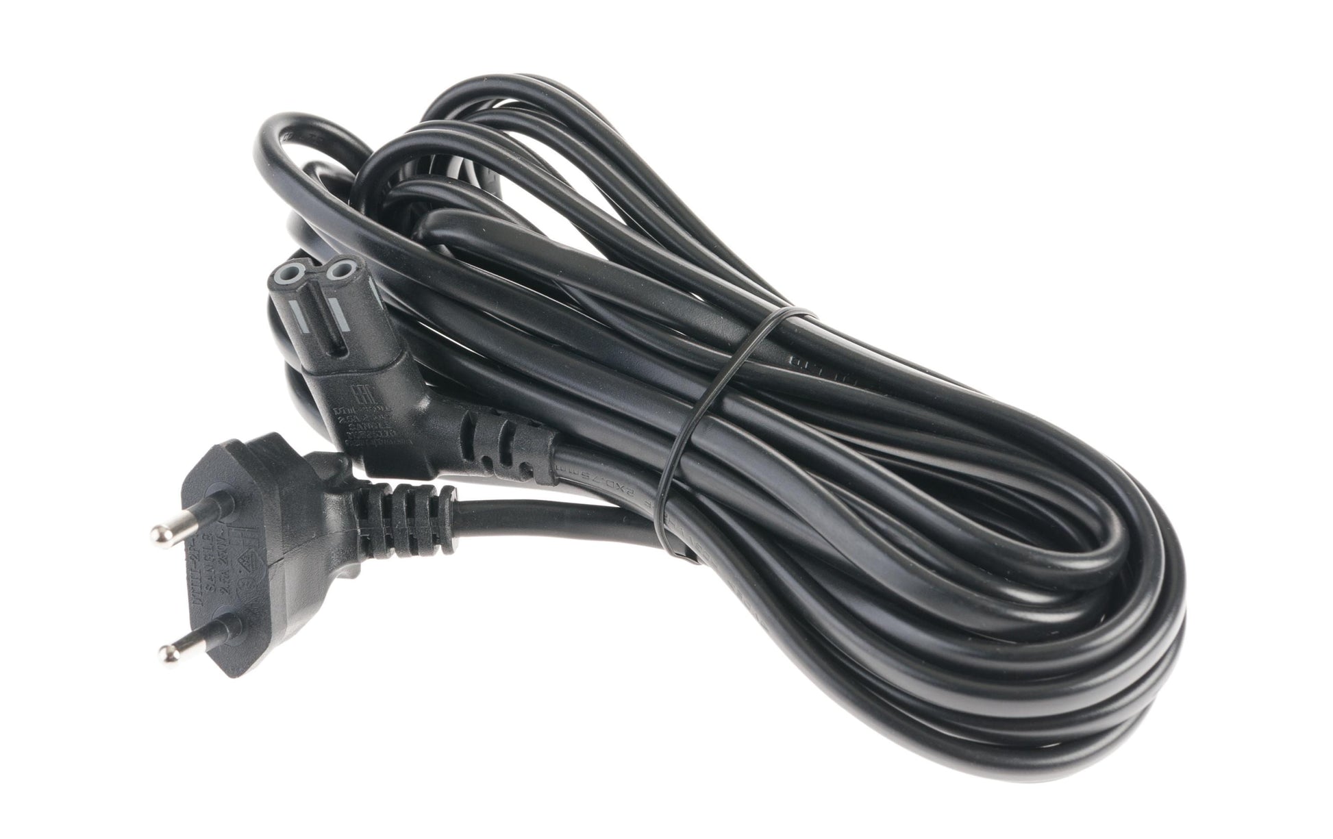 NIWOTRON Netzkabel – Eurostecker (CEE 7/16) – IEC C7, 5 m, 250 V/2,5 A, Schwarz