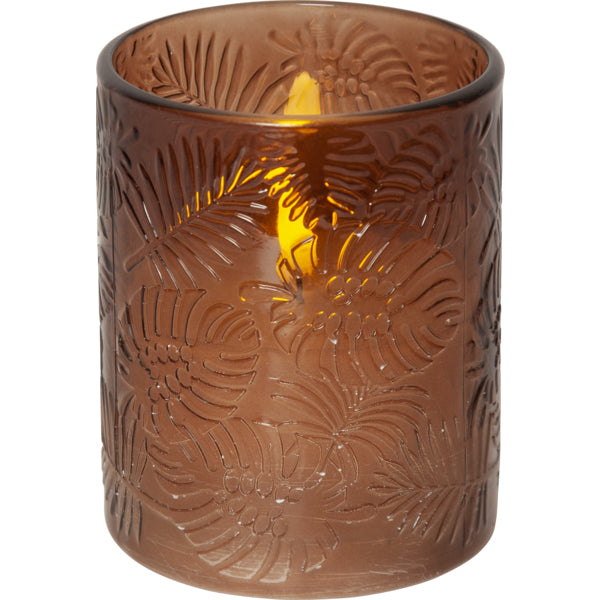 Star Trading LED-Kerze – Ø 10 × 12,5 cm – Wachs & Glas, Braun