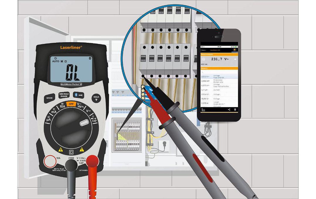 Laserliner MultiMeter Pocket XP – Multimeter – Spannungsmessung, Frequenzmessung, LCD