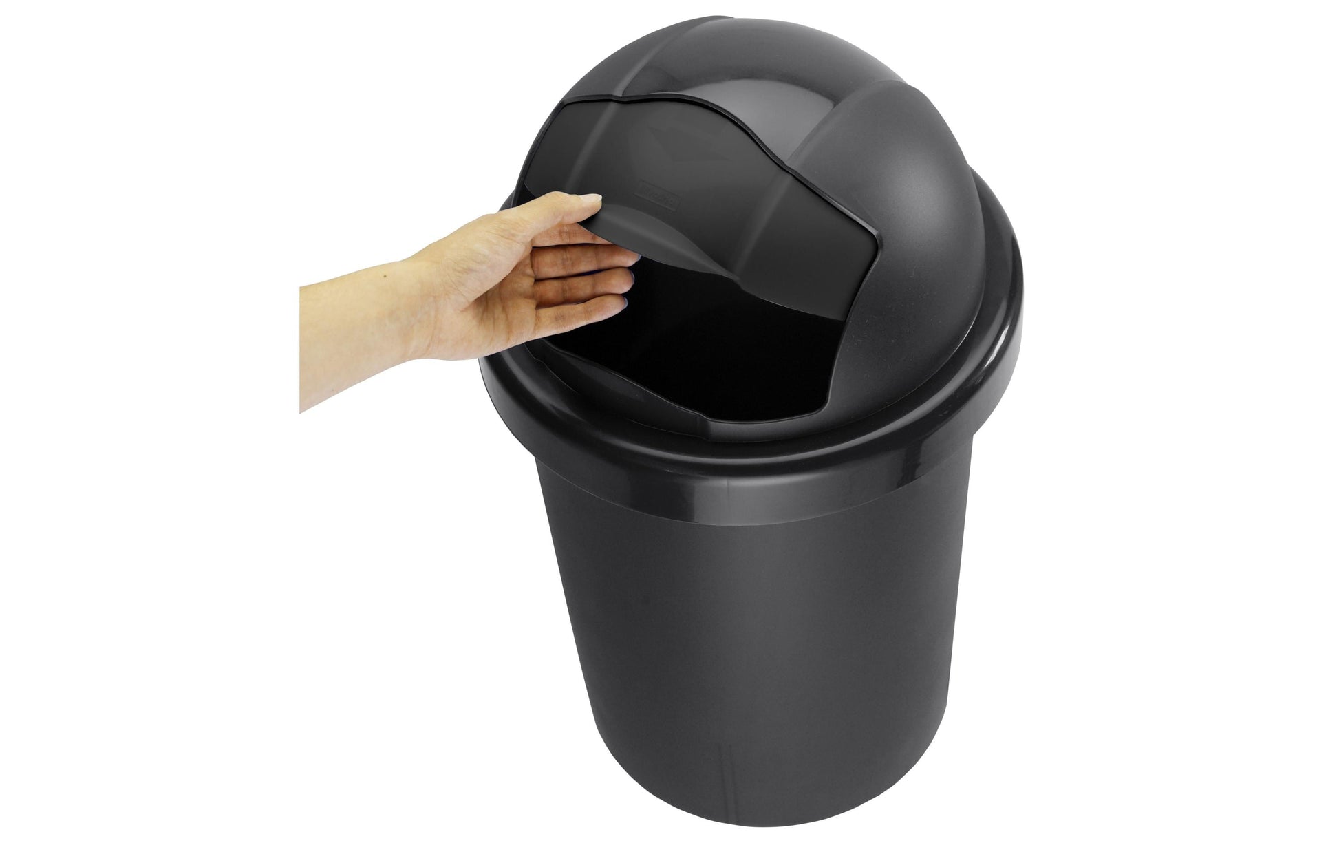 Rotho Abfallcontainer Roll Bob – 30 l, mit Deckel, Kunststoff, schwarz – B × H × T 355 × 595 × 355 mm