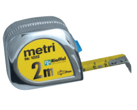 Rieffel Rollmeter, 2000 × 19 mm, Kunststoff, Silber, mit Gürtelclip, 1 Stk.