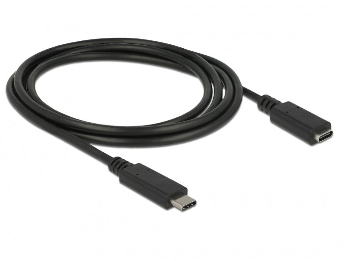 DeLOCK USB-C Verlängerungskabel (Stecker auf Buchse) – USB 3.2 Gen 2 (10 Gbit/s) – 1,5 m – Schwarz