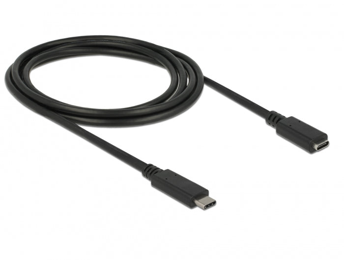 DeLOCK USB-C Verlängerungskabel (Stecker auf Buchse) – USB 3.2 Gen 1 (5 Gbit/s) – 2 m – Schwarz