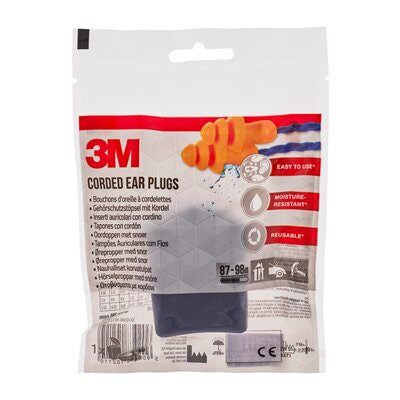 3M 1271C1 Mehrweg-Ohrstöpsel – SNR 25 dB – mit Kordel – Gelb