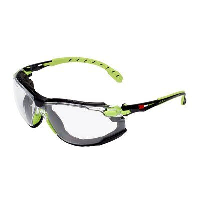 3M Solus Schutzbrille – Antibeschlag, Kratzfest, Rahmen Grün/Schwarz, Kunststoff, Inkl. Stoffetui