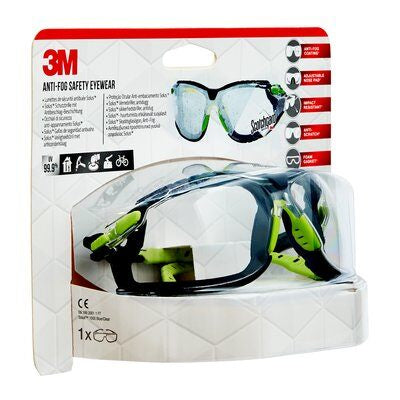 3M Solus Schutzbrille – Antibeschlag, Kratzfest, Rahmen Grün/Schwarz, Kunststoff, Inkl. Stoffetui