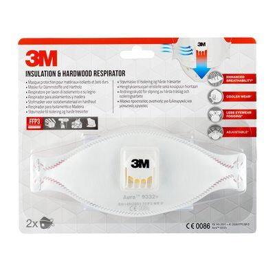 3M Atemschutzmaske FFP3 9332+ – Einheitsgrösse – Weiss – 2 Stk.