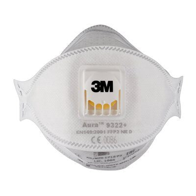 3M Atemschutzmaske FFP2 Aura 9322+ – mit Ventil – Einheitsgrösse – Weiss – 10 Stk. – EN 149