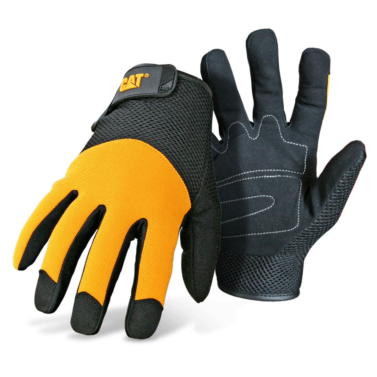 CAT Arbeitshandschuhe – XL – Nylon, EN 388:2122, Gelb, verstärkte Fingerspitzen