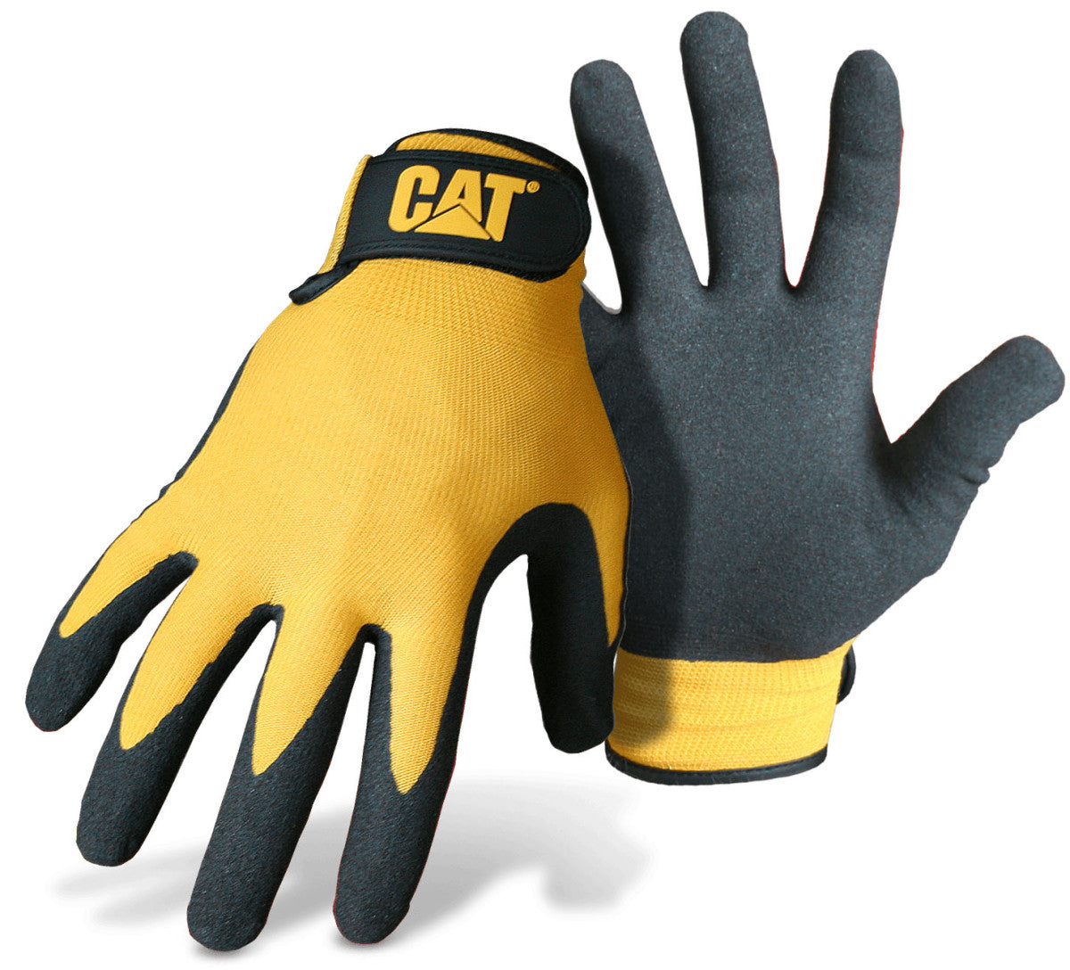 CAT Arbeitshandschuhe – XL, 1 Paar – Nitril/Nylon, EN 388:4131, Schwarz/Gelb, Verstärkte Fingerspitzen