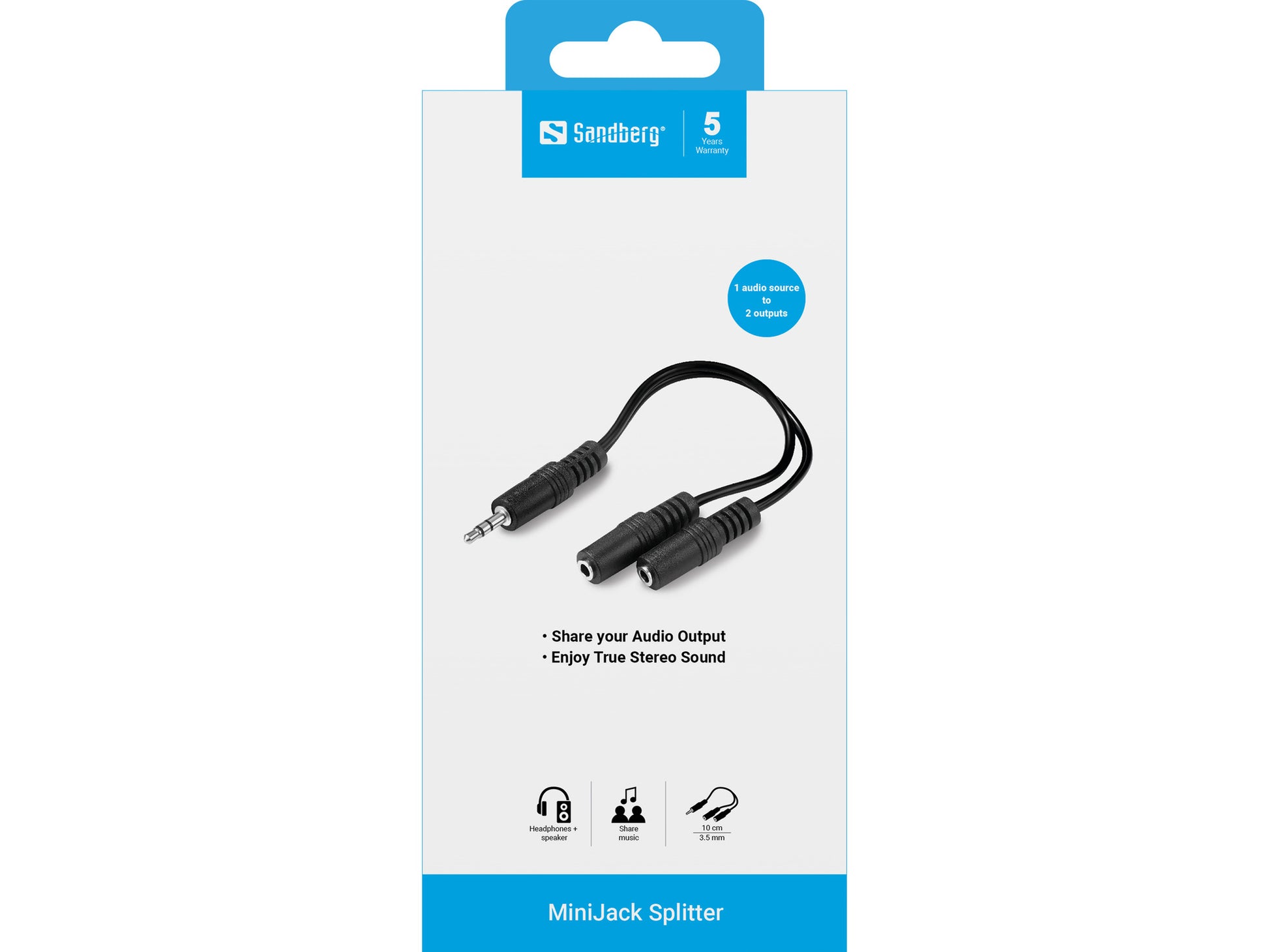 Sandberg 3,5 mm auf 2× 3,5 mm Multiport-Adapter – Stereo