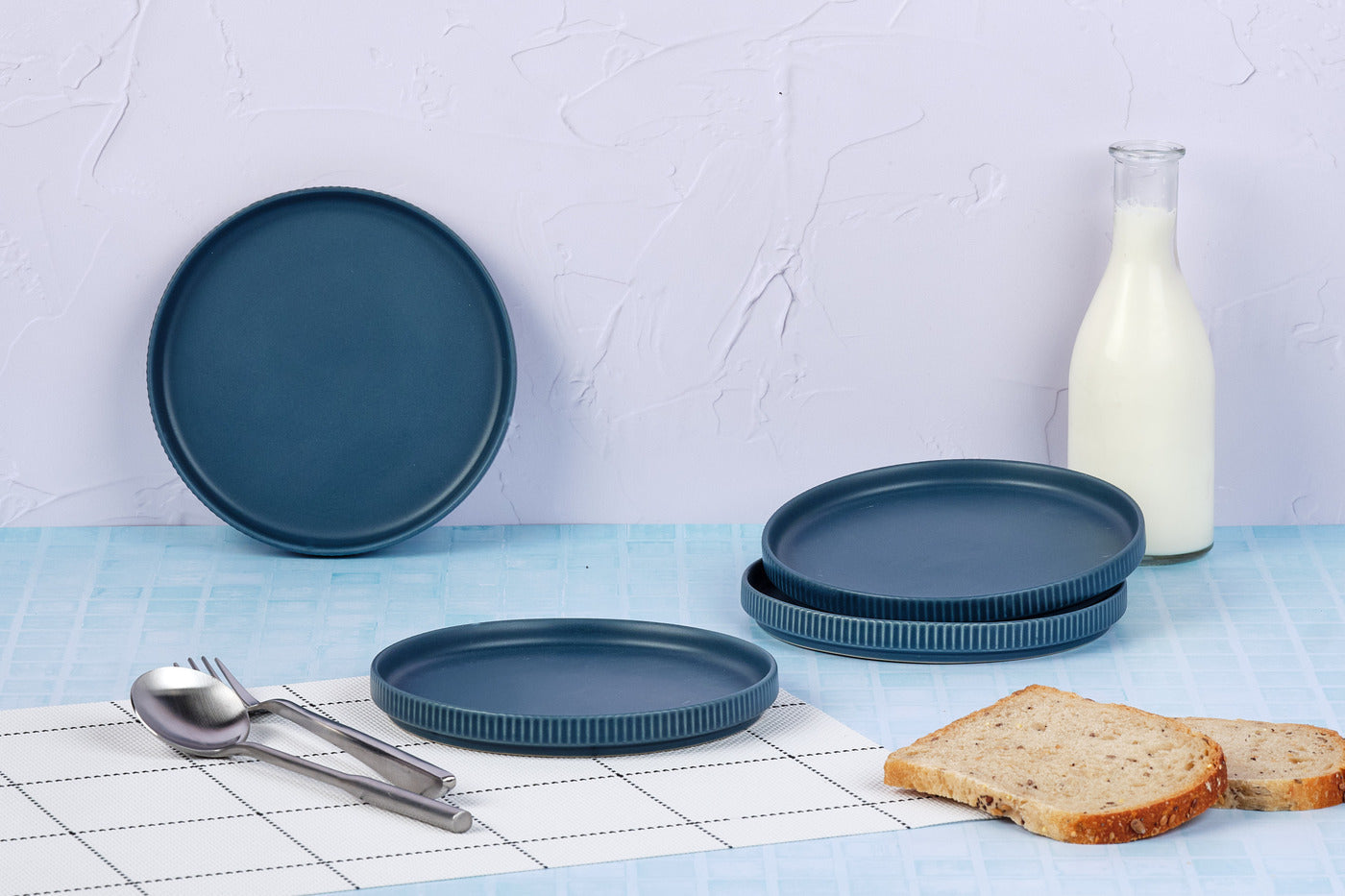 Björn SCANDI Frühstücksteller – Steinzeug, Marineblau, 4 Stück