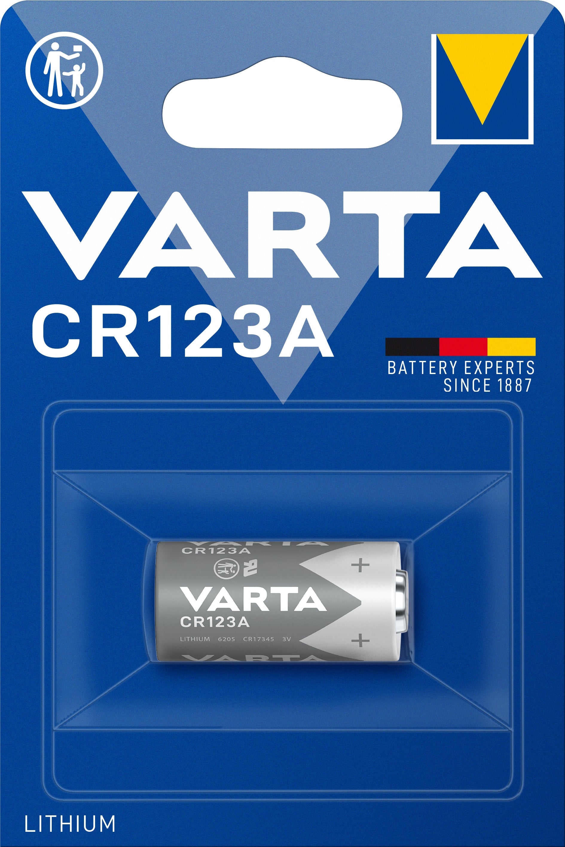Varta CR123A Batterie, Lithium, 1430 mAh, 3 V – 1 Stk.