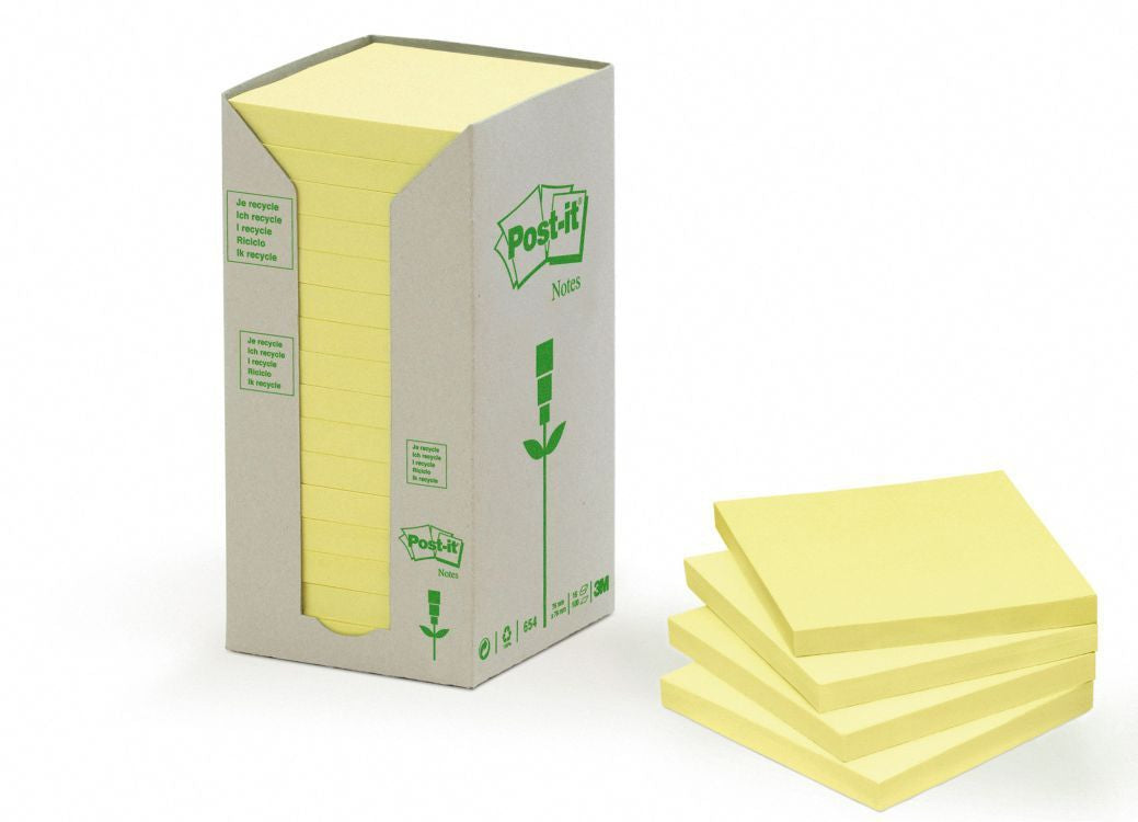 Post-it Haftnotizen – 76×76 mm – Gelb, 16×100 Blatt, PEFC