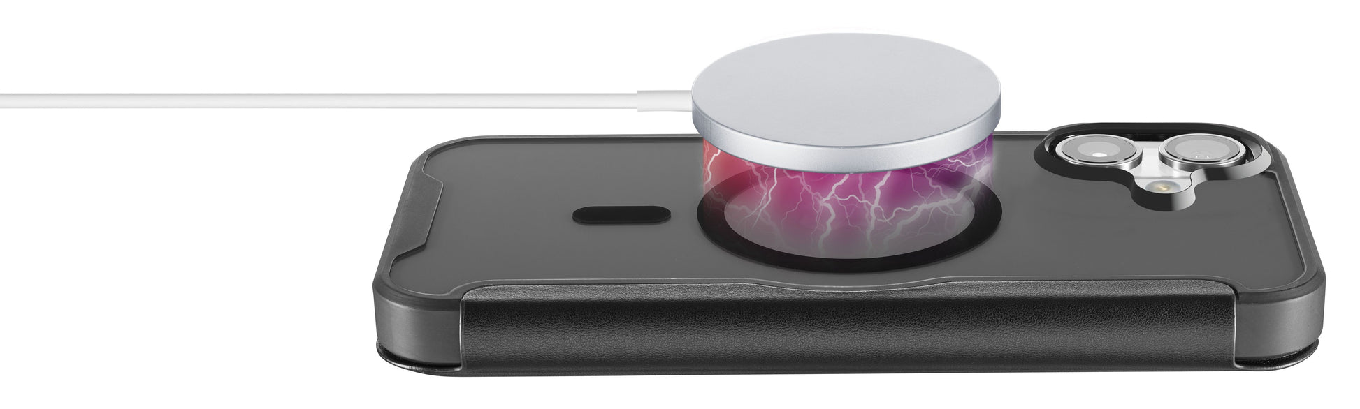 Cellularline Daily Mag Wallethülle – für Apple iPhone 16, MagSafe, 2 Kartenfächer, PU, Schwarz