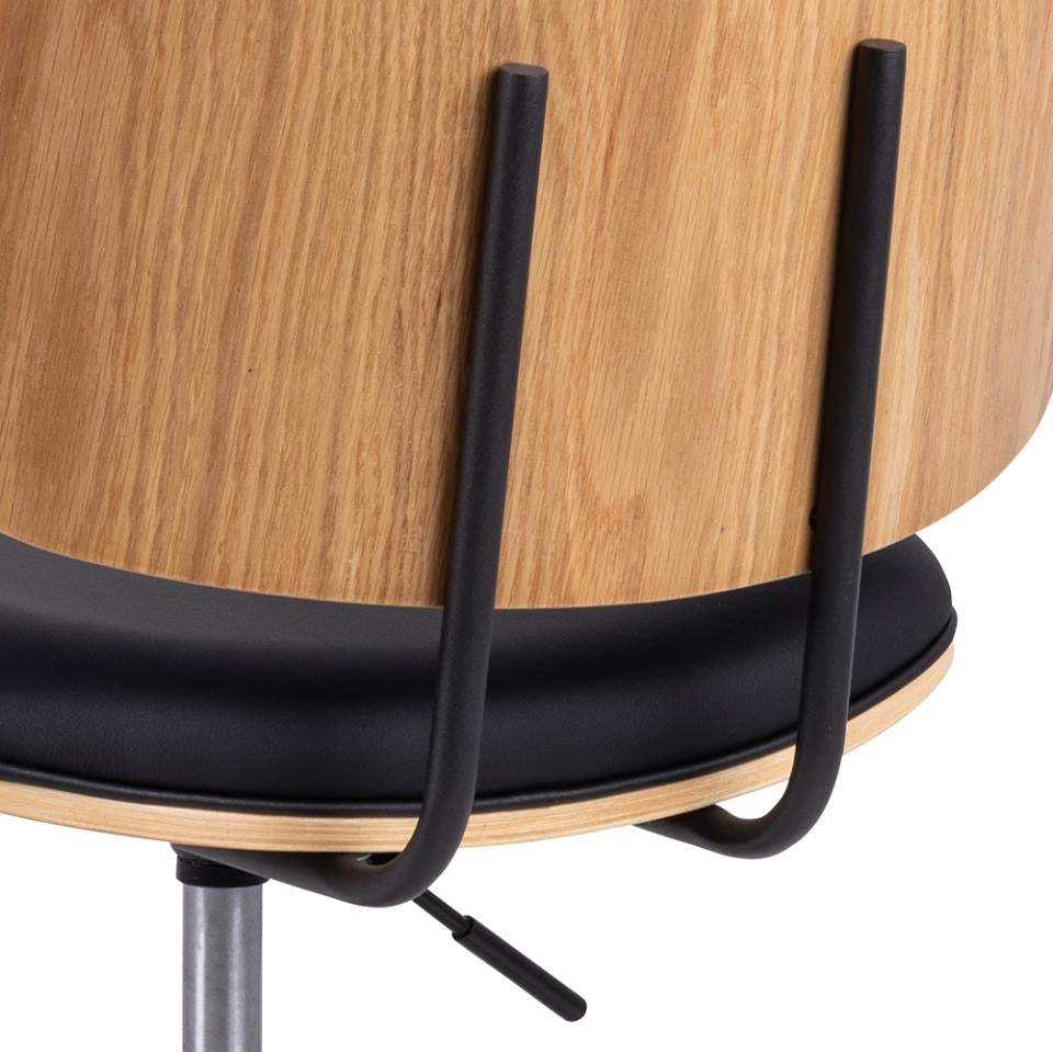 Actona AC Design Bürostuhl Owen – schwarz, Holzrücken