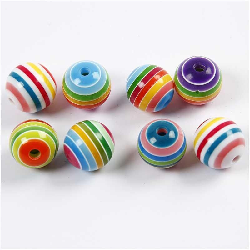 Creativ Company Resinperlen-Mischung – Mehrfarbig, Glanz – Ø 12 mm, Loch 1,5 mm