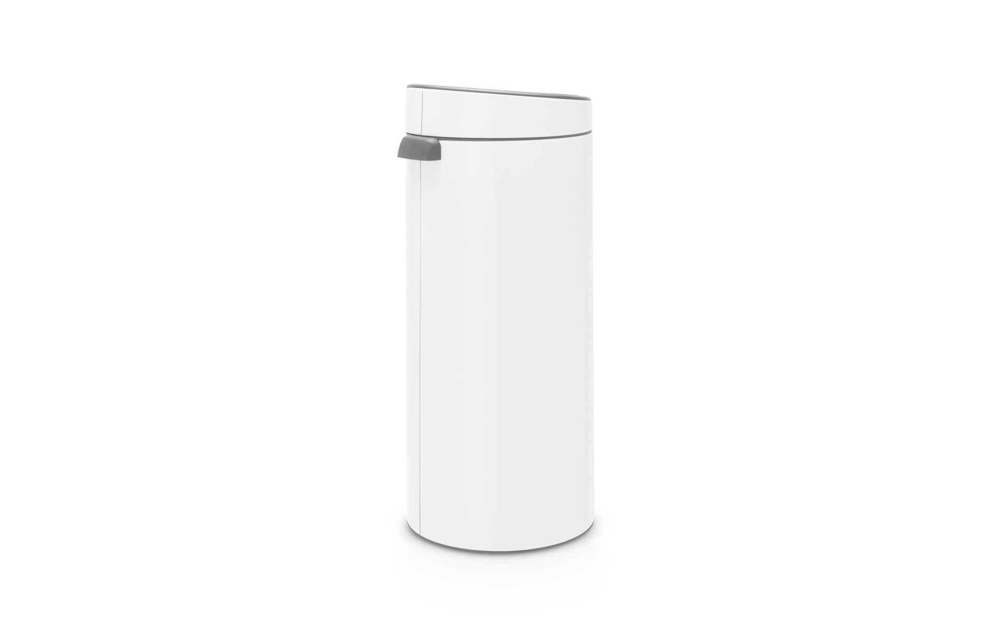 Brabantia Push-Abfalleimer Touch Bin New – 30 l – Edelstahl, rund – Weiss – Gummibodenring