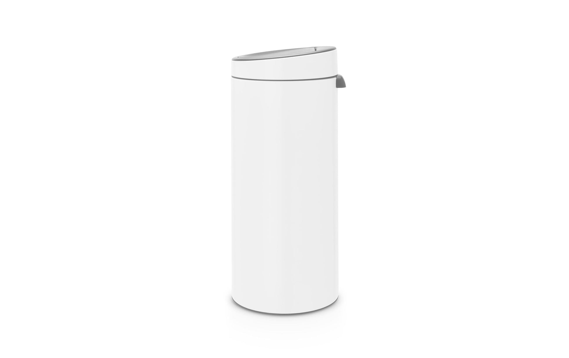 Brabantia Push-Abfalleimer Touch Bin New – 30 l – Edelstahl, rund – Weiss – Gummibodenring