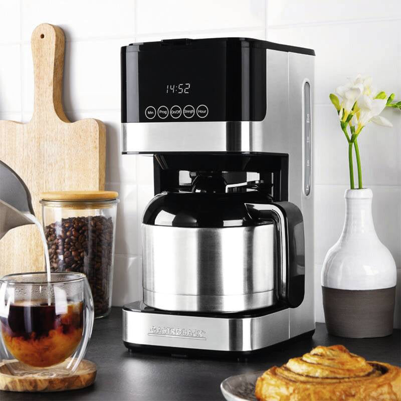 Gastroback 42701 S Filterkaffeemaschine – 10 Tassen, 1,3 l, Karaffe, Silber/Schwarz