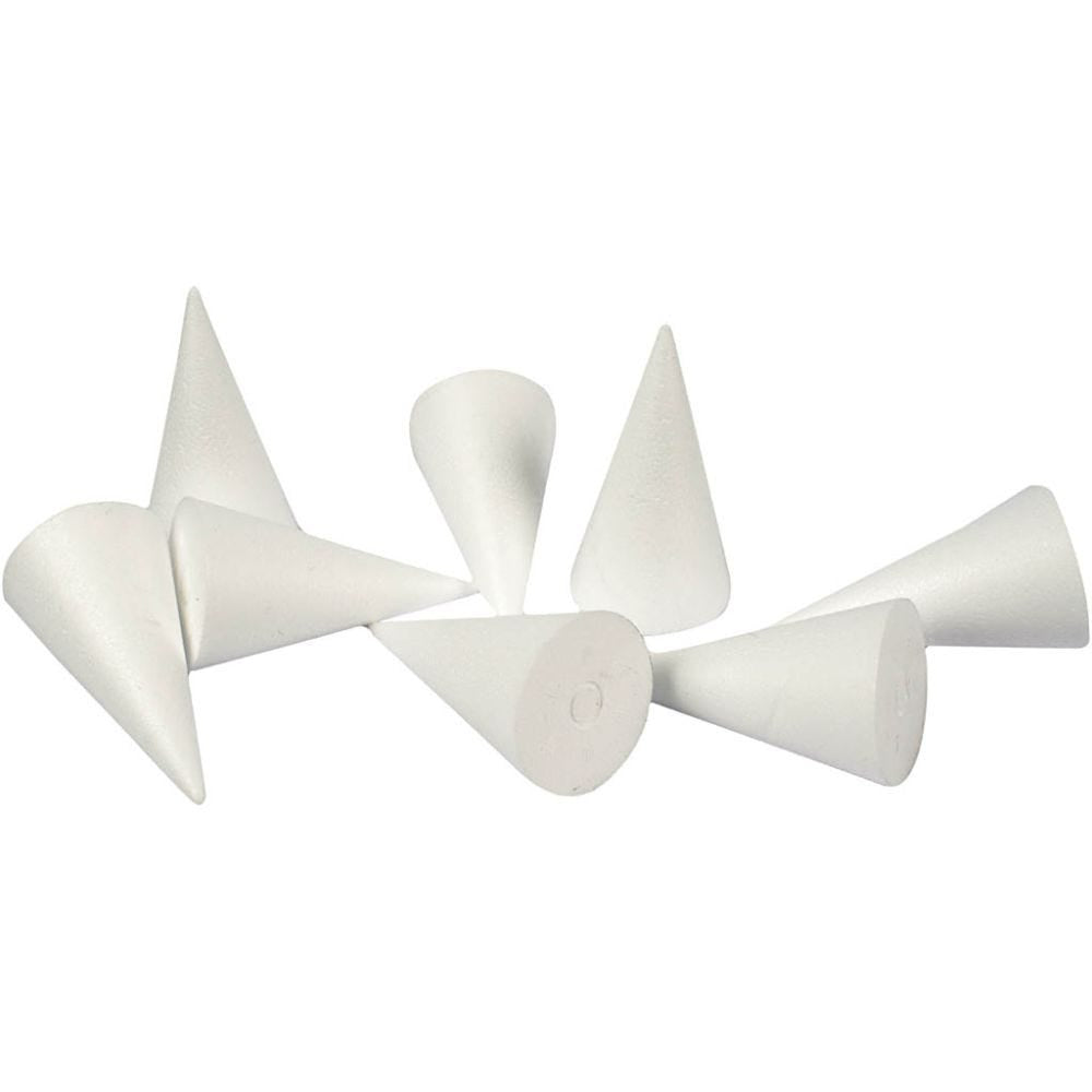 Creativ Company Kegel, Styropor, Weiss, Ø 5,5 cm × 11 cm, 50 Stk.