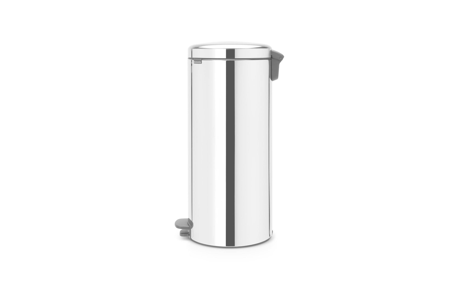 Brabantia NewIcon Papierkorb – 30 l, mit Deckel – Edelstahl, Silber – Ø 300 × H 679 mm