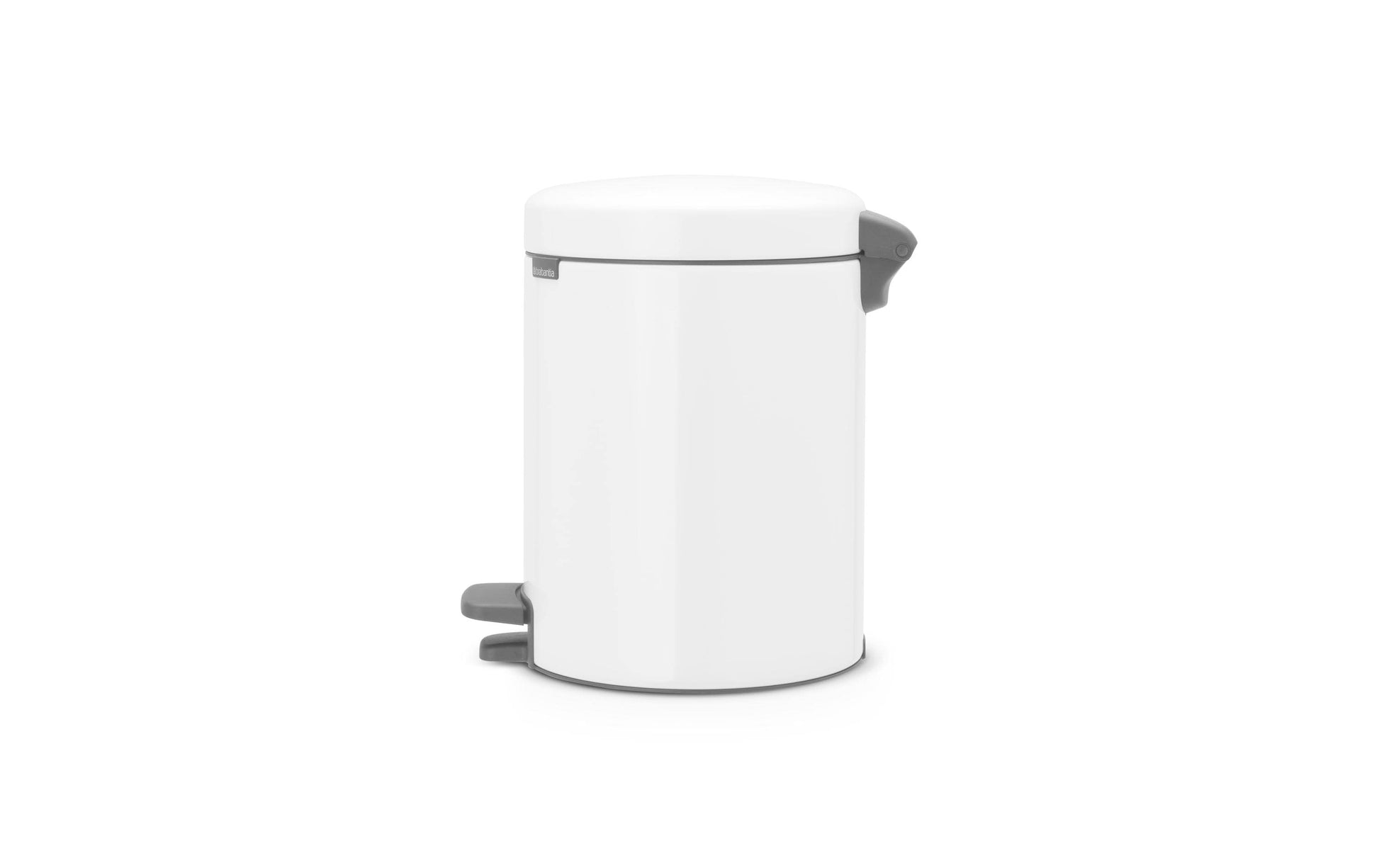Brabantia NewIcon Treteimer – 5 l – Edelstahl, rund – Weiss – Soft-Close, geruchssicherer Deckel