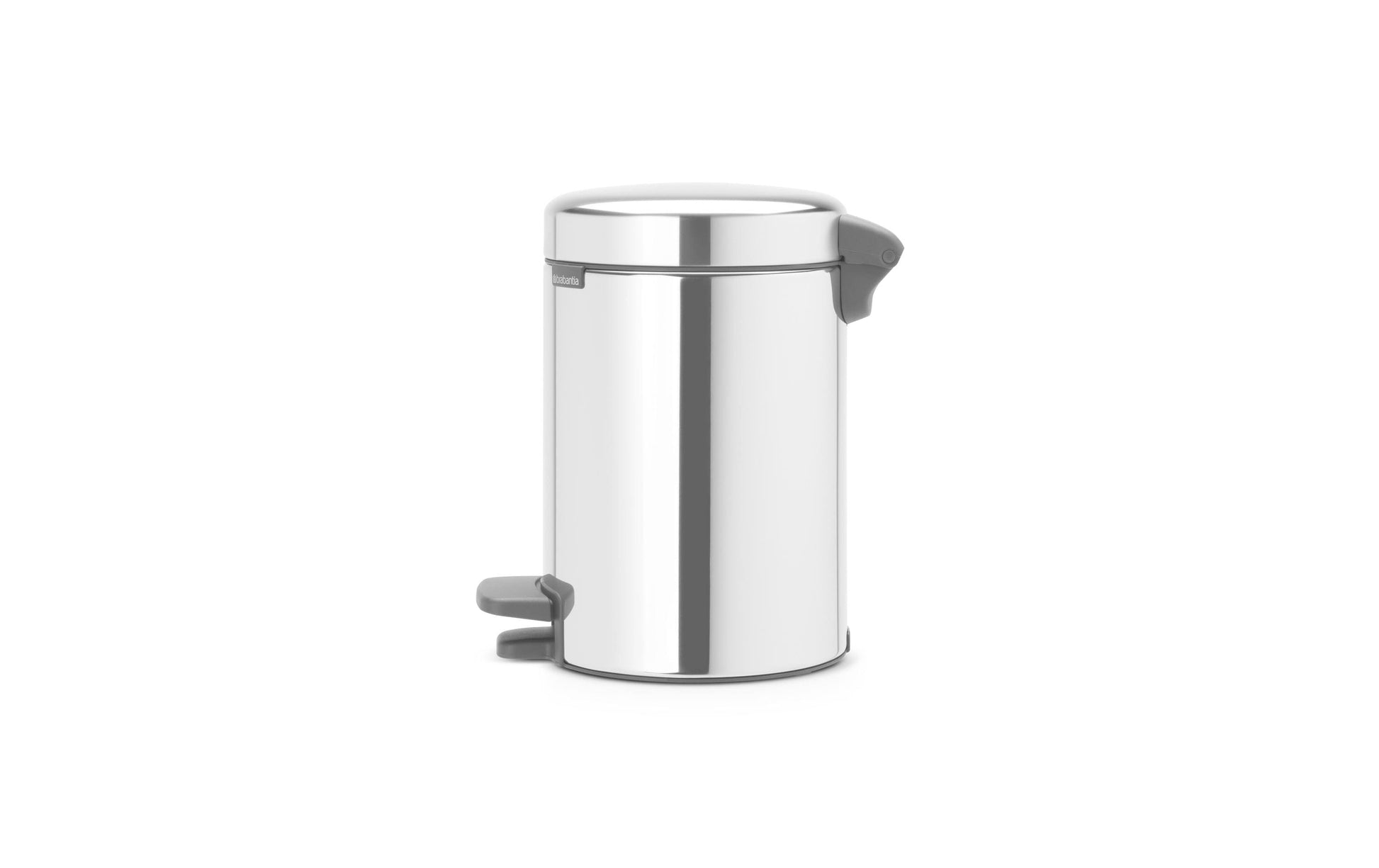 Brabantia Papierkorb NewIcon – 3 l – mit Deckel, Edelstahl – Ø 170 × H 264 mm, Anti-Rutsch-Basis