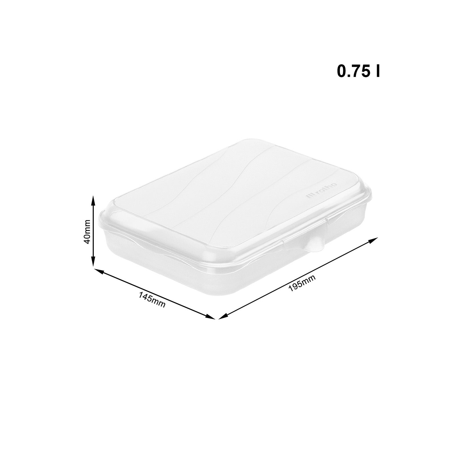 Rotho Lunchbox 750 ml, 19,5 × 14,5 × 4 cm, Polypropylen (PP), transparent