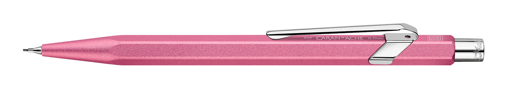 Caran d-Ache Caran d'Ache Colormat-X Druckbleistift – 0,7 mm – Aluminium – Rosa – mit Radierer – 1er-Pack