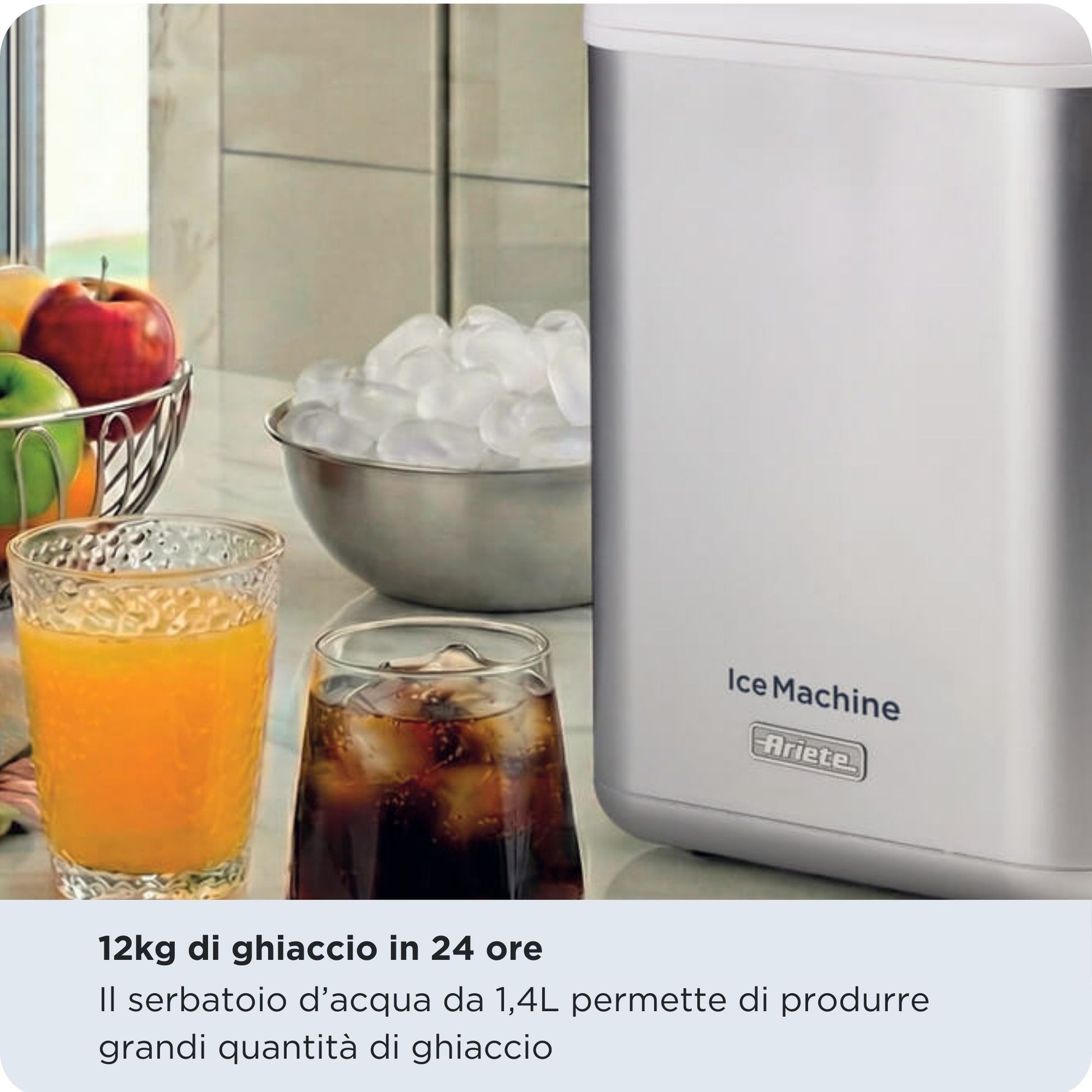 Ariete Eiswürfelmaschine ARI-651 – 12 kg/24 h, 1,4 l Wassertank – Edelstahl