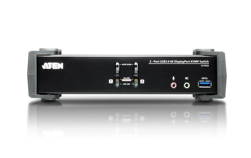 ATEN CS1922 – KVM-Switch, DisplayPort/USB 3.2 Gen 1/Audio (3,5 mm), 4K (4096 × 2160), HDCP, Hot-Plug
