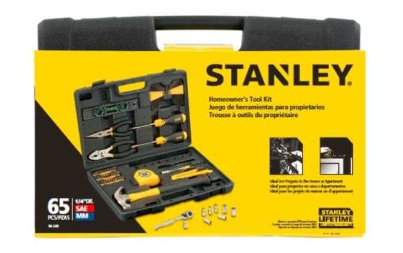 Stanley Werkzeugkasten, 280 × 405 × 85 mm, gehärteter Stahl, schwarz, bestückt, 65 Teile