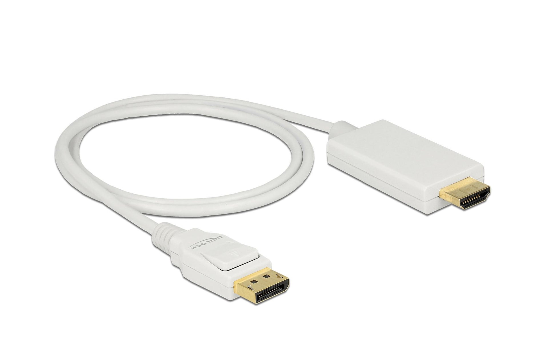 DeLOCK DisplayPort auf HDMI Kabel DP 1.2 4K 60 Hz – 1 m – Weiss