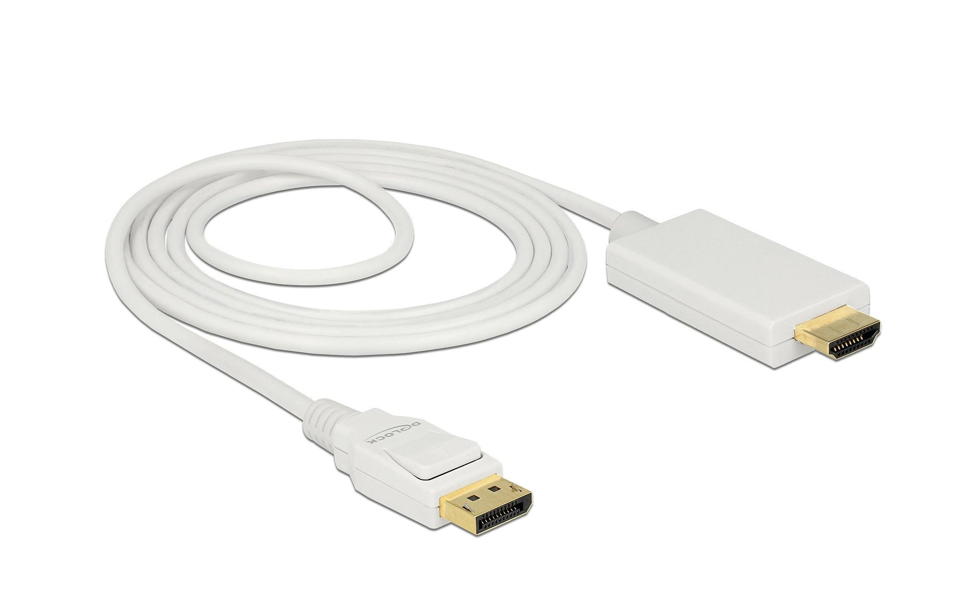 DeLOCK DisplayPort auf HDMI Kabel DP 1.2 4K 30 Hz – 2 m – Weiss