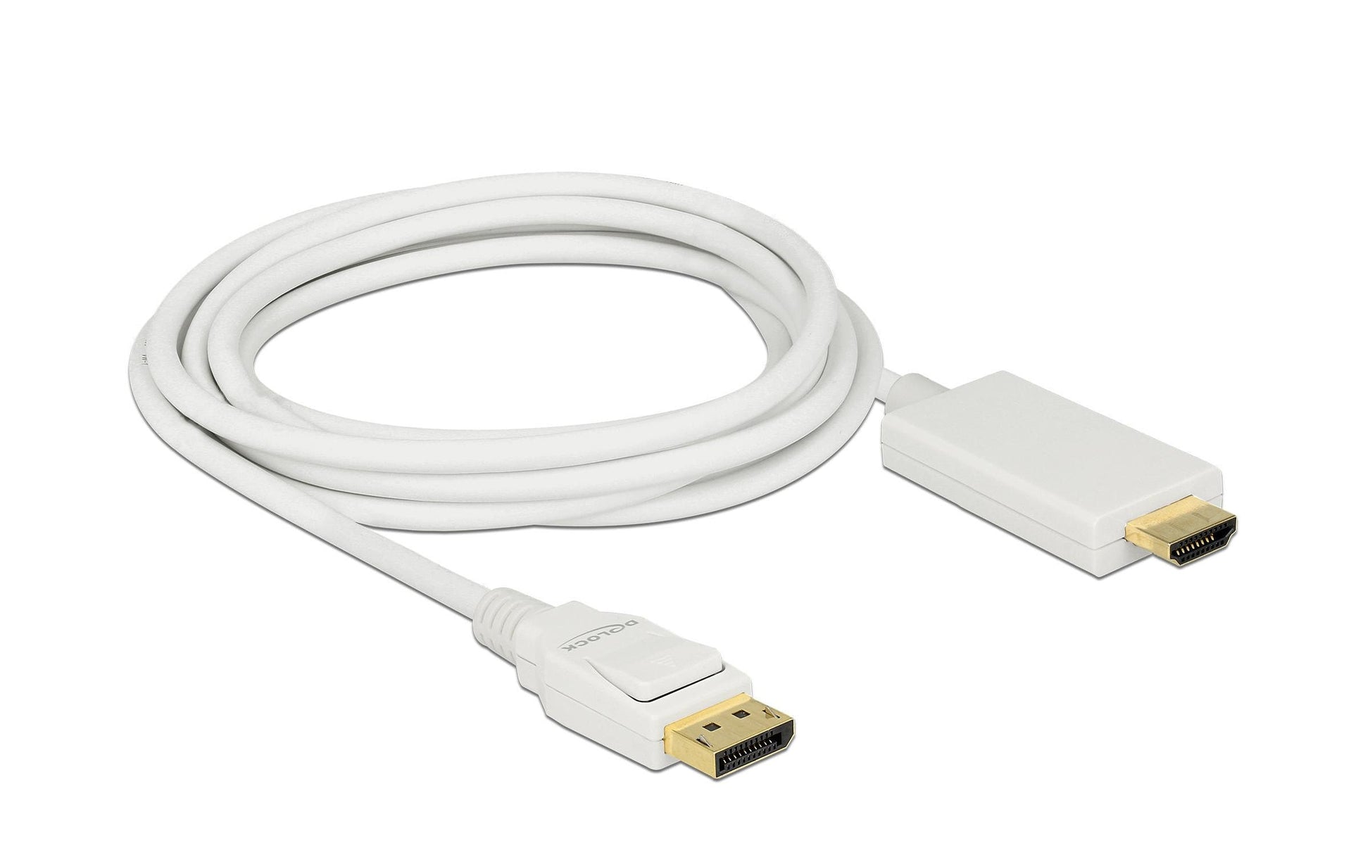DeLOCK DisplayPort auf HDMI Kabel DP 1.2 4K 60 Hz – 3 m – Weiss