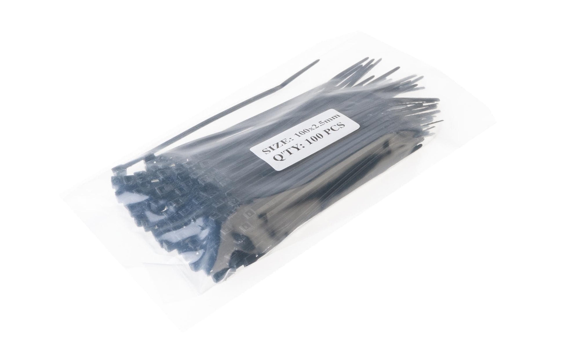 VR Technics Kabelbinder, 100×2,5 mm, 100er-Pack, Nylon, selbstverlöschend (UL94 V2), -35°C bis +85°C – schwarz