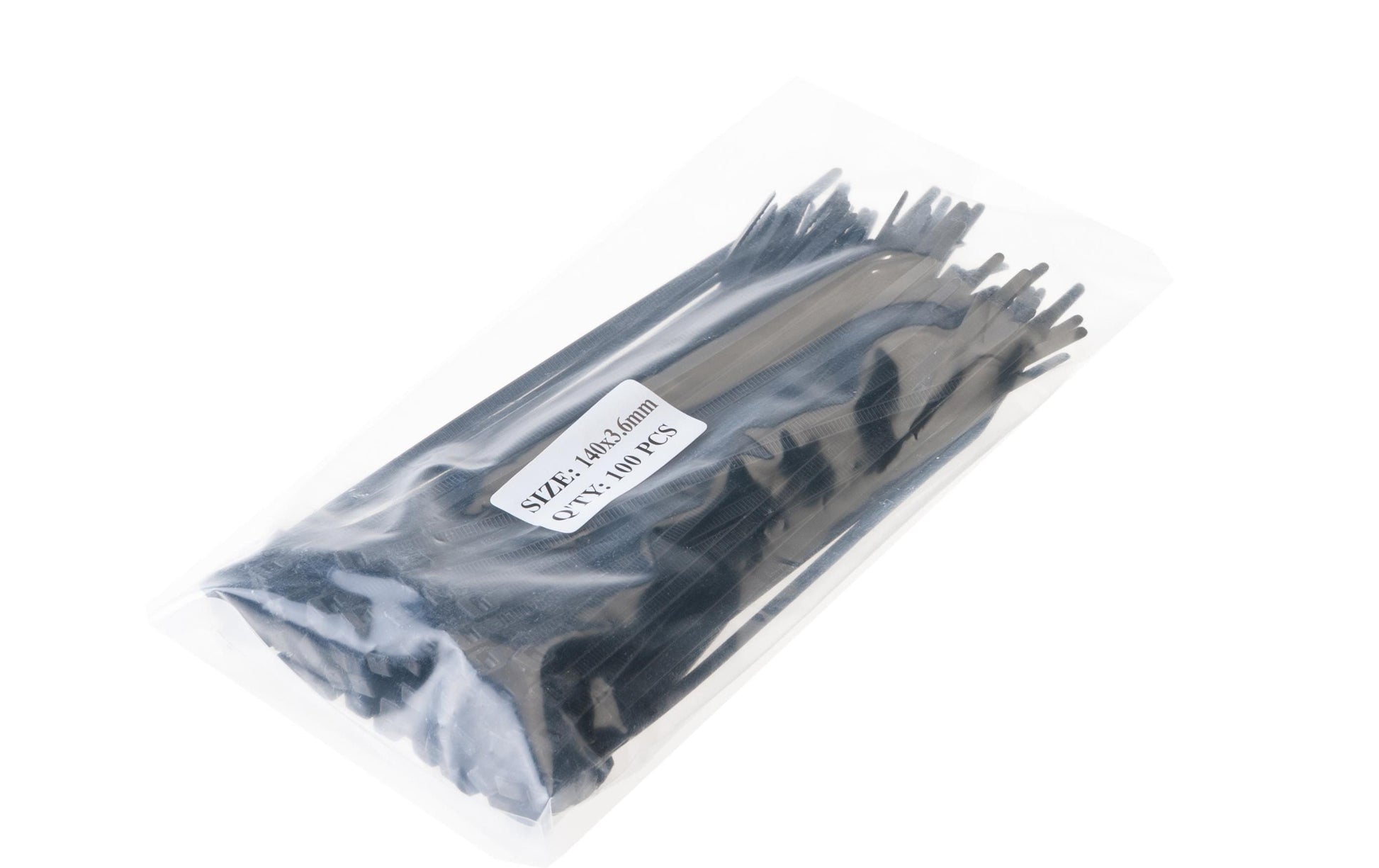 VR Technics Kabelbinder, 140×3,6 mm, 100er-Pack, selbstverlöschend, UL-94 V2, −35°C bis +85°C – schwarz