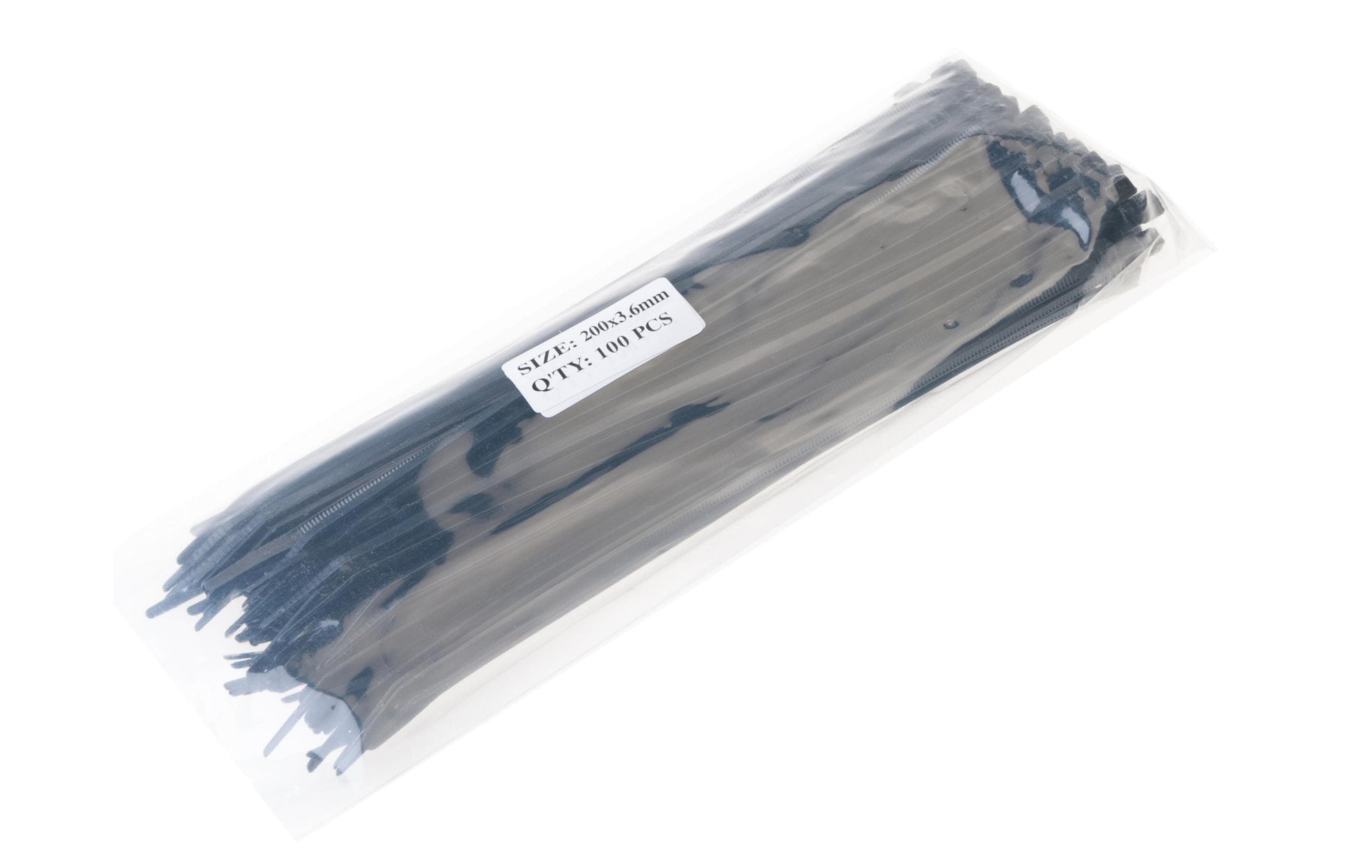 VR Technics Kabelbinder, 200×3,6 mm, 100er-Pack, selbstverlöschend (UL94 V2), -35°C bis +85°C – schwarz