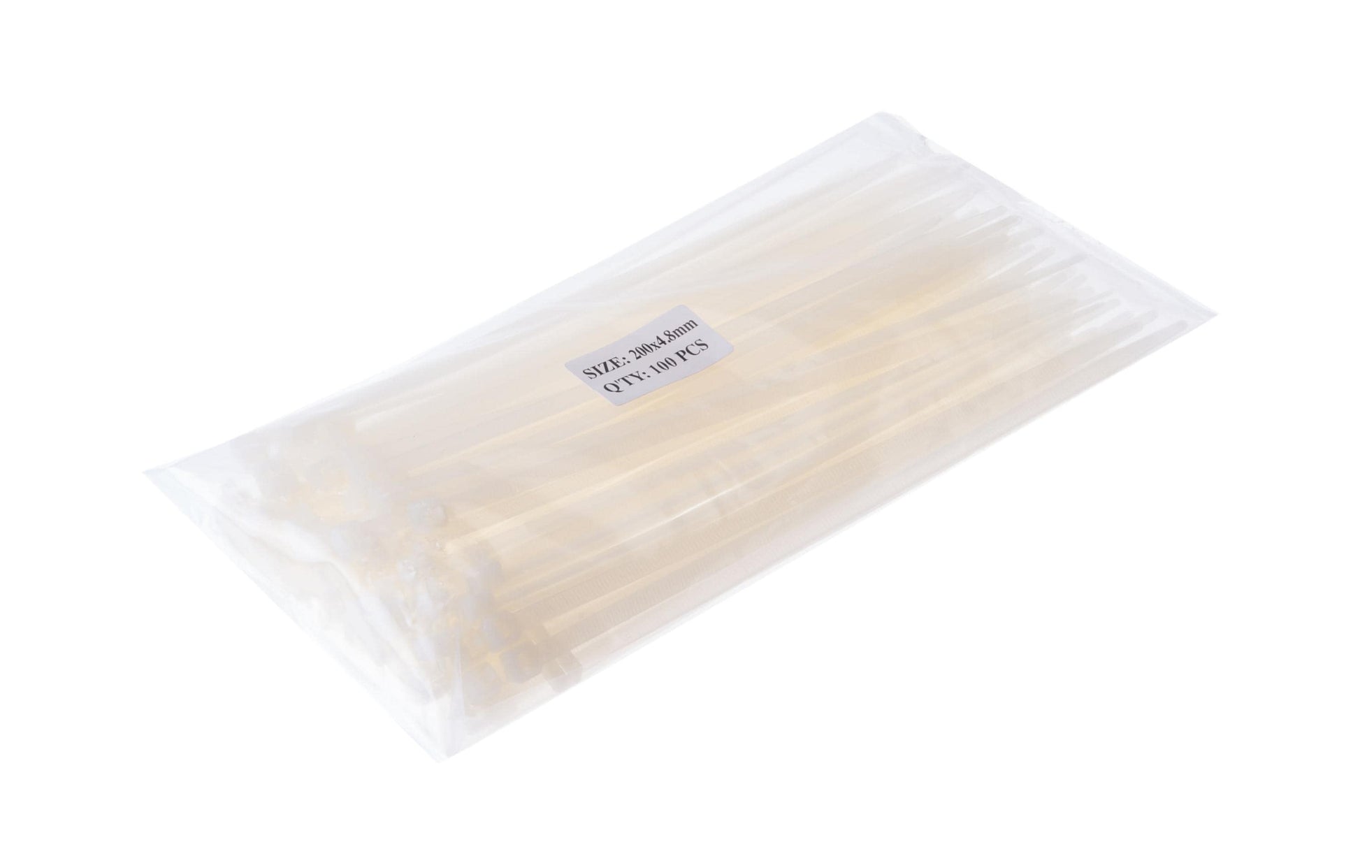 VR Technics Kabelbinder, 200×4,8 mm, 100er-Pack, lösbar, selbstverlöschend (UL 94 V2) – transparent