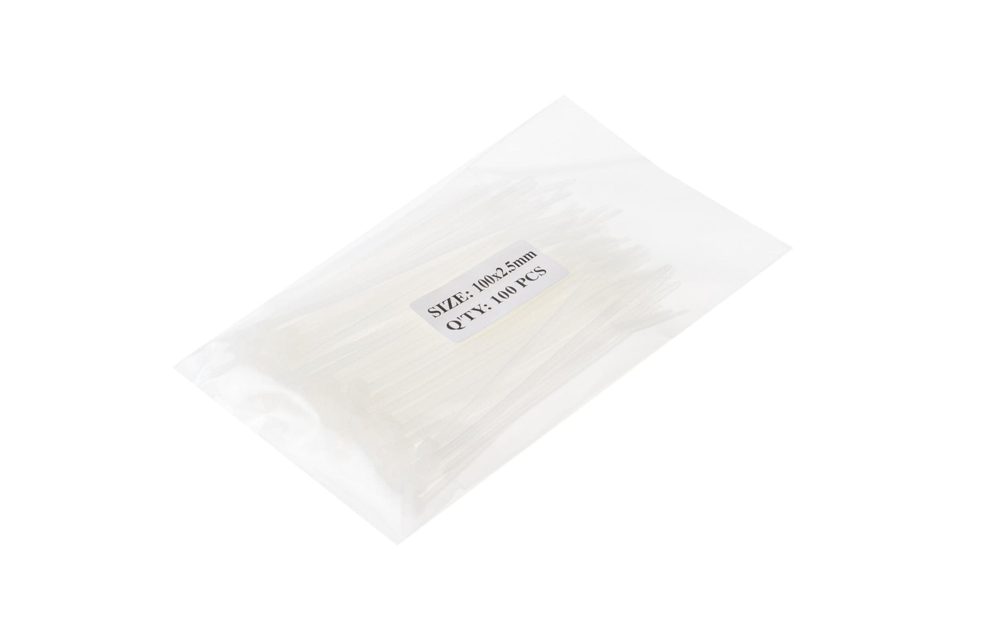 VR Technics Kabelbinder, 100×2,5 mm, 100er-Pack, selbstverlöschend, UL 94 V2, -35°C bis +85°C – transparent