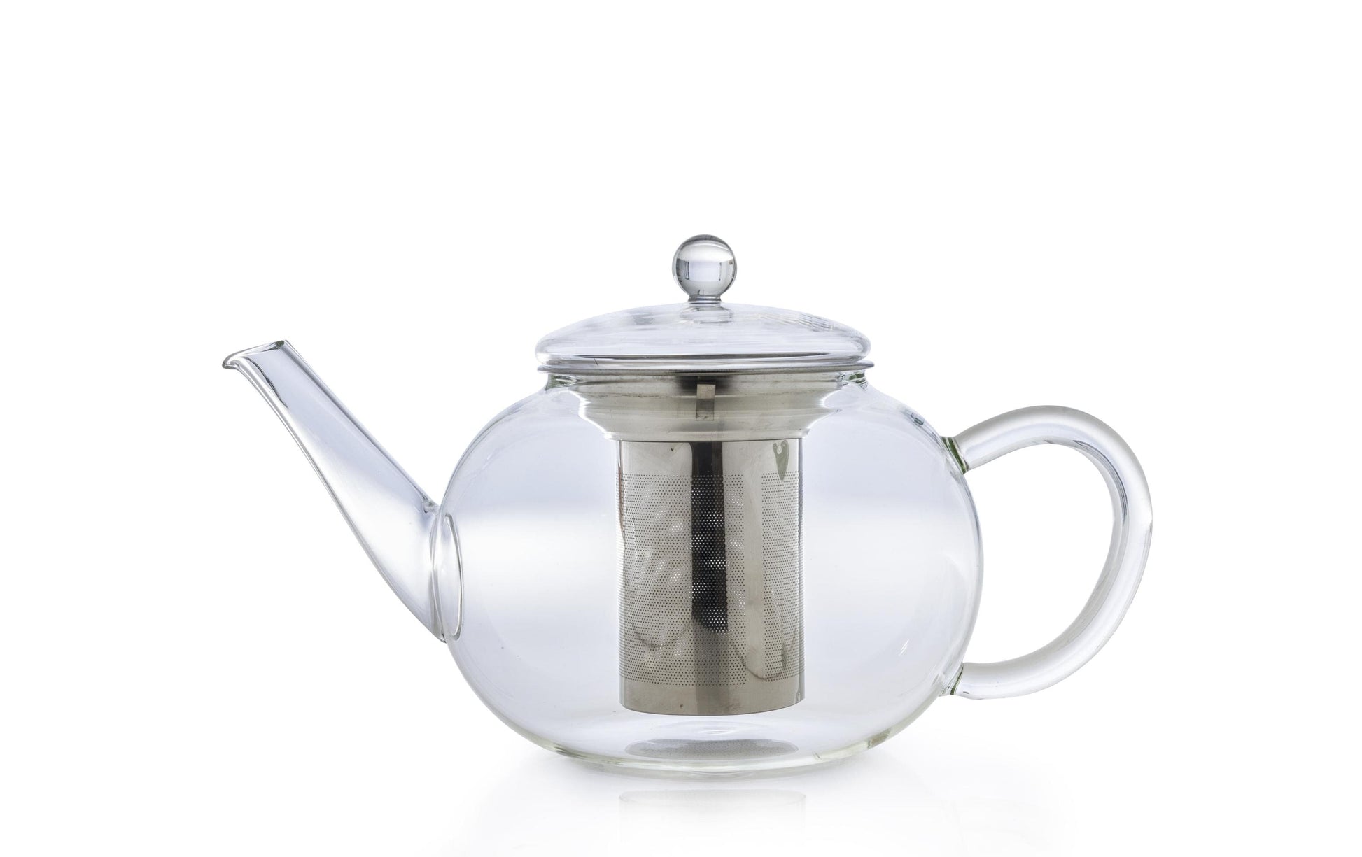 Creano Teekanne – 1,6 l, Borosilikatglas, transparent, mit Glasdeckel, Edelstahlfilter, spülmaschinenfest