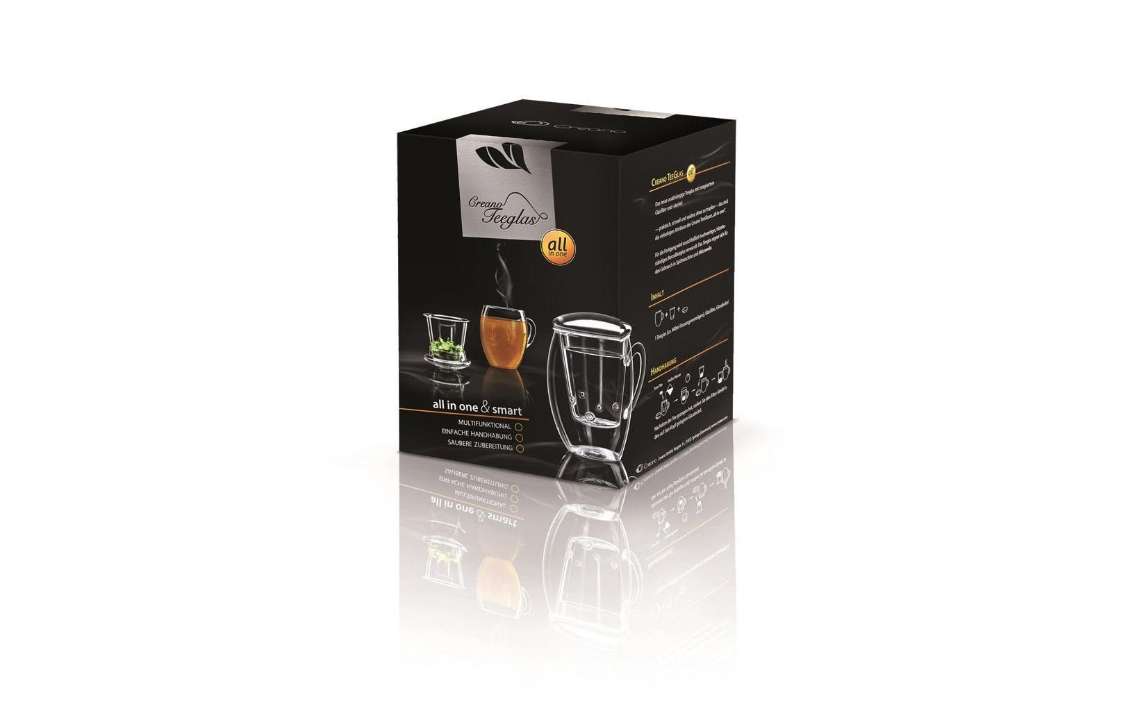 Creano Teeglas – 3er Set, 400 ml, Borosilikatglas, Transparent, mit Henkel, spülmaschinenfest