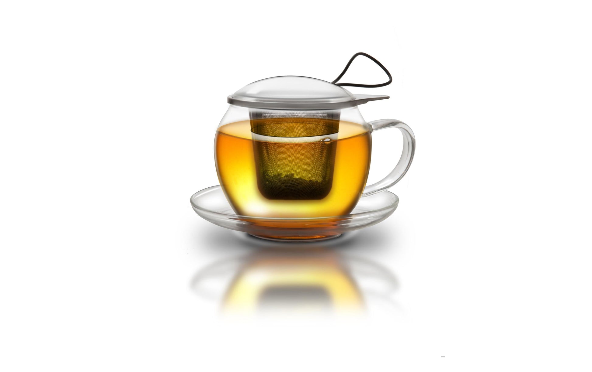 Creano Teeglas – 4er Set, 445 ml, Glas/Edelstahl, mit Glasdeckel, spülmaschinenfest