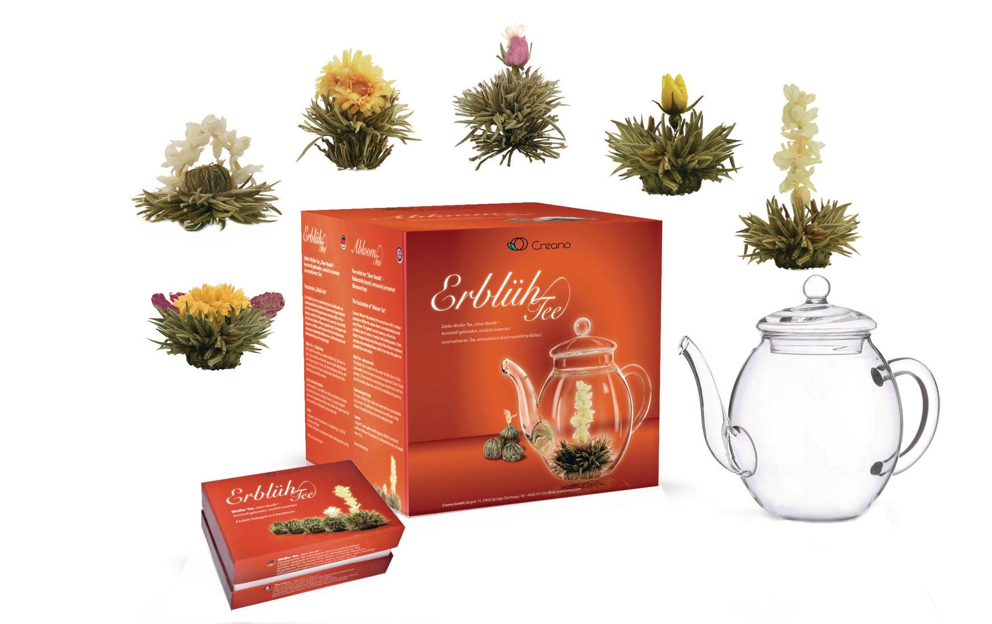 Creano Erblühtee Weisstee – 6 Teeblumen – Geschenkset