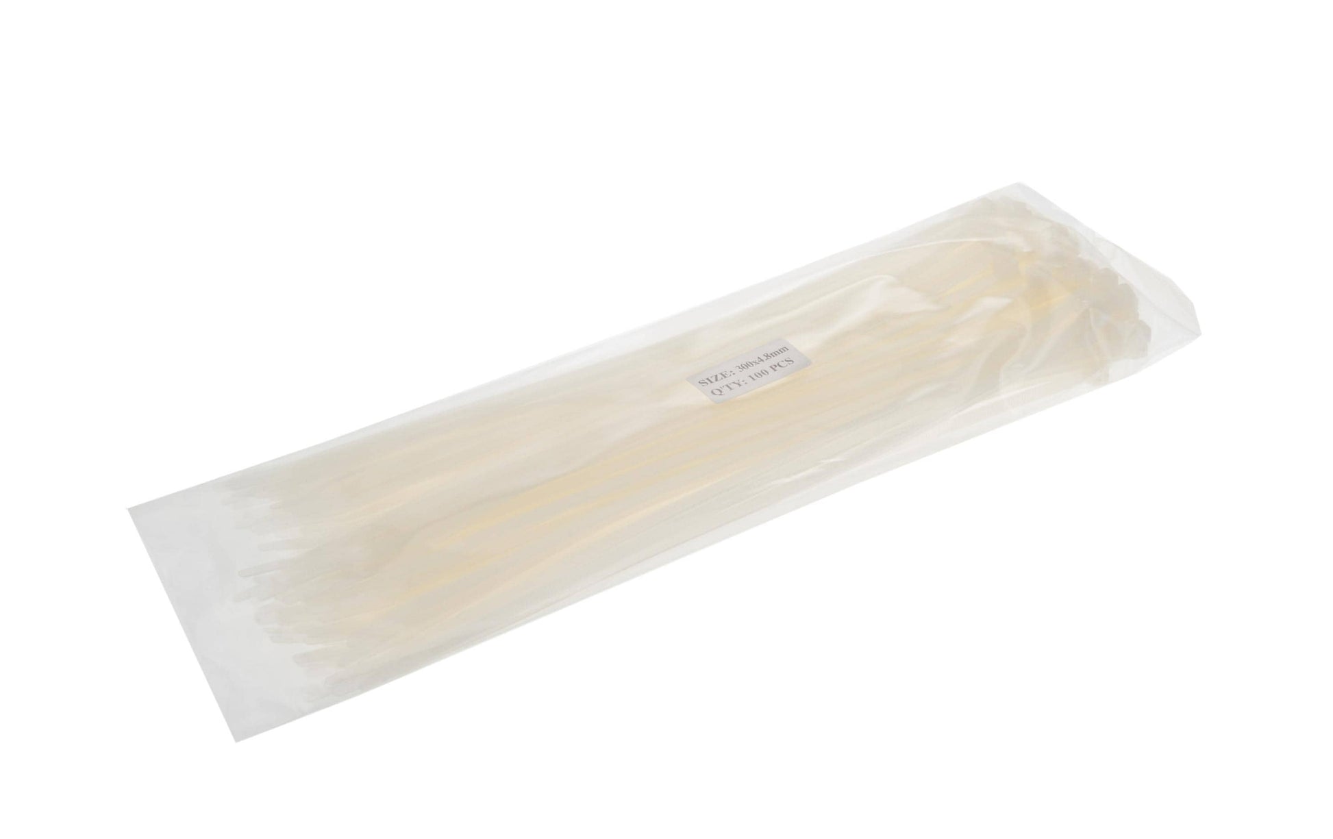 VR Technics Kabelbinder, 300×4,8 mm, 100er-Pack, selbstverlöschend – transparent