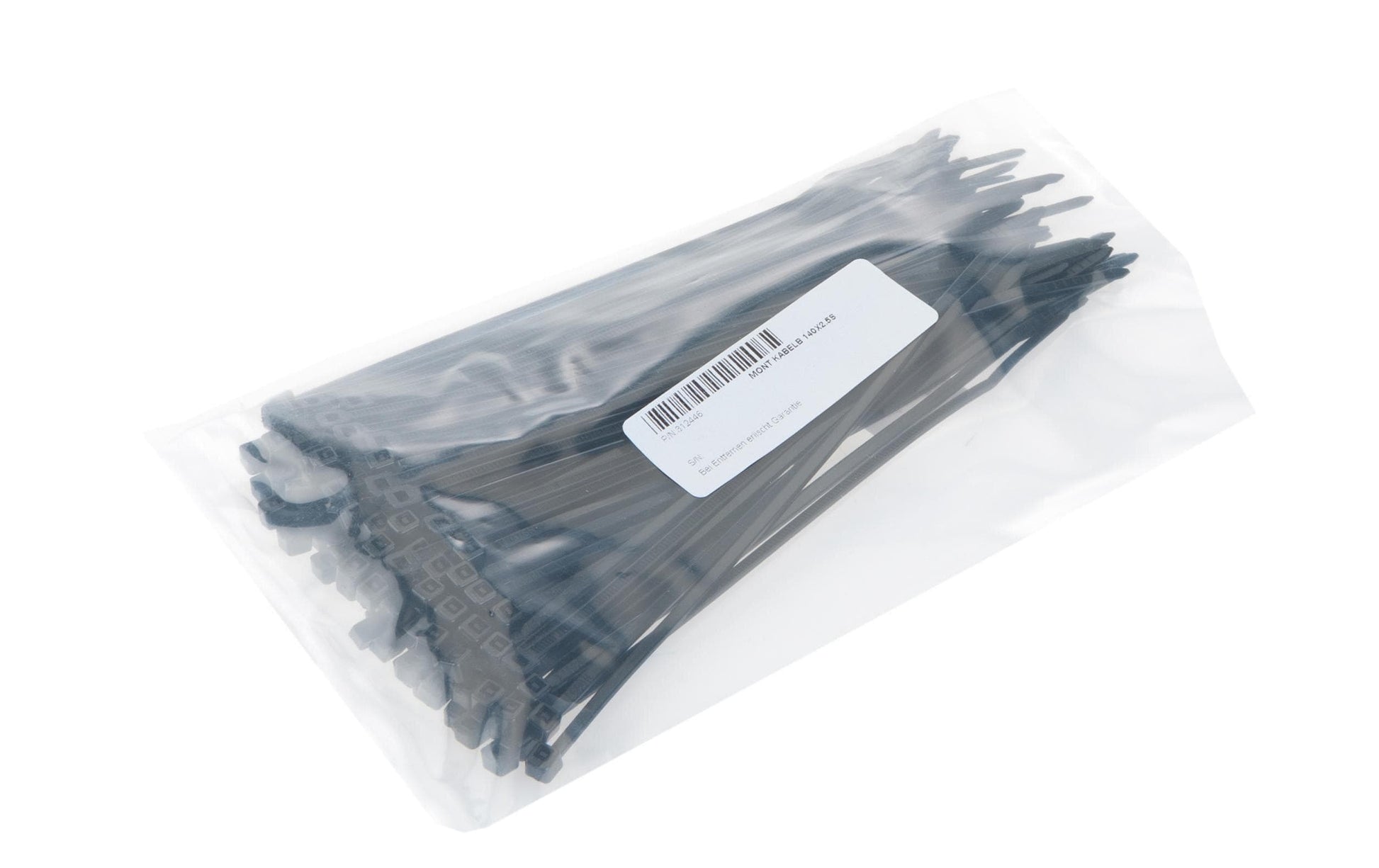 VR Technics Kabelbinder 140×2,5 mm, 100er-Pack, Schwarz, Nylon, selbstschliessend, UL 94 V2